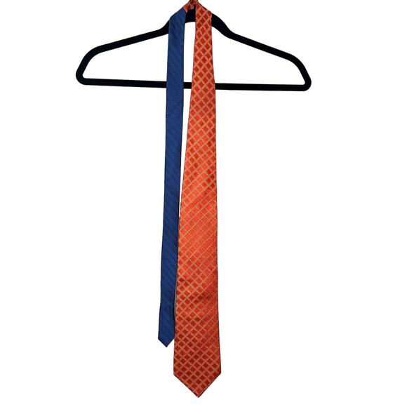 Tommy Hilfiger Other - Tommy Hilfiger orange and blue diamond pattern print men's tie